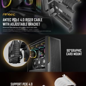 Antec Adjustable Vertical PCI Bracket and PCI-E 4.0 Cable Kit (200mm) White. Universal. Premium Gold Plated + RTX 4050 / 4060 / 4070 and AMD 6000(LS)