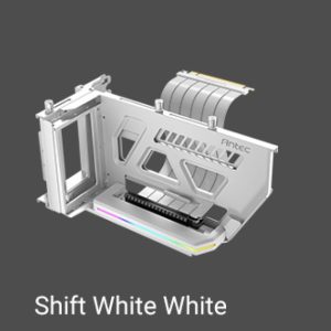 Antec RGB Adjustable Shift PCI Vertical GPU Bracket PCI-E 4.0 Riser Cable white (190mm) for 4090 & 7900 XTX Cards. E-ATX, ATX, Case. 4 PCI required