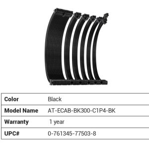 Antec CIP4 Cable Kit Black - 6 Pack, 24ATX, 4+4 EPS, 16AWG Thicker, High Performance 300mm long Length. Premium Sleeved & Universal