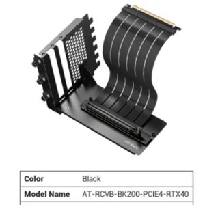 Antec Adjustable Vertical Bracket with 200mm High Performance PCI-E Riser Cable. 4090, 5090 7900x. 90xx Black Universal Case support(LS)