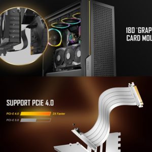 Antec Adjustable Vertical Bracket with 200mm High Performance PCI-E Riser Cable. New 2024. White Universal Case support(LS)