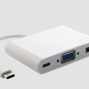 Astrotek Thunderbolt USB 3.1 Type C (USB-C) to VGA + USB + Card Reader Video Adapter Converter Male to Female for Apple Macbook Chromebook Pixel White