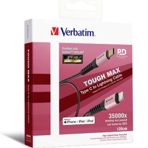(LS)Verbatim Type C to Lightning Cable with Kevlar 120cm Rose Gold