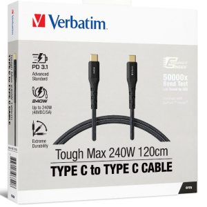 Verbatim Cable 240W USB-C to USB-C 120CM, PD 3.1 and QC 3.0 and 4.0 Premium Cable