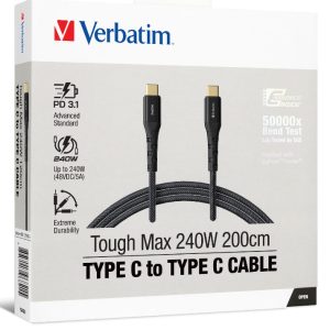 Verbatim Cable 240W USB-C to USB-C 200CM PD 3.1 and QC 3.0 and 4.0 Premium Cable
