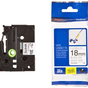 Brother 18mm Black on White FlexibleTZE Tape