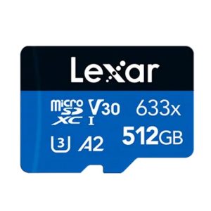 Lexar High-Performance 633x 512GB microSDHC™ UHS-I Card BLUE Series + adaptor 512GB – C10, A2, UHS-I (U3), V30, up to 100MB/s read, 70MB/s