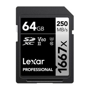 Lexar Professional 1667x 64GB SDXC™ UHS-II Card SILVER Series  speed up to 250MB/s 1 including 1080p Full-HD, 3D, and 4K video