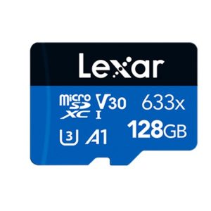 Lexar High-Performance 633x 128GB microSDHC™/ microSDXC™ UHS-I Card BLUE Series +adaptor 128GB – C10, A1, UHS-I (U3), V30, up to 100MB/s read, 45MB/s