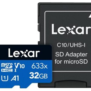 Lexar High-Performance 633x 32GB microSDHC™/ microSDXC™ UHS-I Card BLUE Series without adaptor including 1080p Full-HD, 3D, and 4K UHD video1. These C