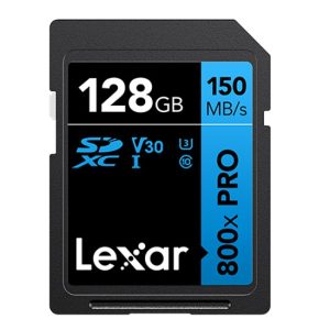 Lexar High-Performance 800x PRO 128GB SDHC™/SDXC™ UHS-I Card BLUE Series  up to 150MB/s1 shoot high-quality images and stunning 1080p Full-HD and 4K U