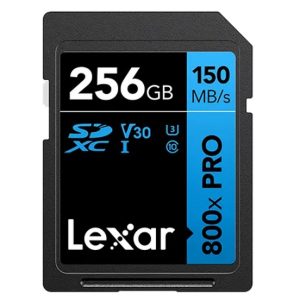 Lexar High-Performance 800x PRO 256GB SDHC™/SDXC™ UHS-I Card BLUE Series speeds of up to 150MB/s1 shoot high-quality images and stunning 1080p Full-HD