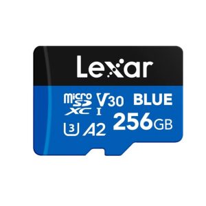 Lexar BLUE microSDXC™ UHS-I Card  256GB - C10,  A2, UHS-I(U3), V30, up to 160MB/s read Vibration-proof: 10-2000Hz. Magnetic-proof: 15000 Gauss