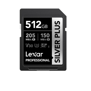 Lexar Professional SILVER PLUS 512GB SDXC™ UHS-I Card  speeds of up to 205MB/s and 150MB/s and supports seamless recording of FULL-HD and 4K videos