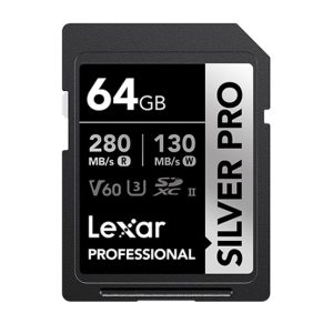 Lexar Professional SILVER PRO 64GB SDXC™ UHS-II Card 64GB—C10, UHS-II(U3), V60, Silver Pro, up to 280MB/s read, 130MB/s write