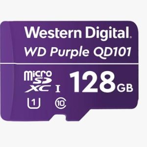 Western Digital WD Purple 128GB MicroSDXC Card 24/7 -25°C to 85°C Weather Humidity Resistant for Surveillance IP Cameras mDVRs NVR Dash
