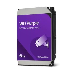 Western Digital WD Purple 6TB 3.5' Surveillance HDD 5400RPM 64MB SATA3 175MB/s 180TBW 24x7 64 Cameras AV NVR DVR 1.5mil MTBF 3yrs