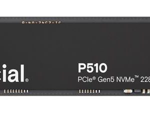 Crucial P510 1TB Gen5 2280 NVMe M.2 SSD 11,000/9,500 MB/s R/W 600TBW 1.5M IOPS 1.5M hrs MTTF Full-Drive Encryption 5yrs