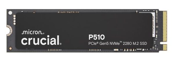 Crucial P510 2TB Gen5 2280 NVMe M.2 SSD 10,000/8,700 MB/s R/W 1200TBW 1.4M IOPS 1.5M hrs MTTF Full-Drive Encryption 5yrs