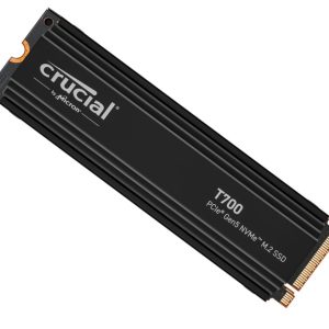 Crucial T700 2TB Gen5 NVMe SSD Heatsink - 12400/11800MB/s R/W 1200TBW 1500K IOPs 1.5M hrs MTTF with DirectStorage for Intel 13th Gen & AMD Ryzen 7000