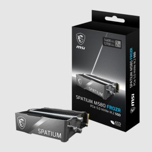 MSI SPATIUM M580 PCIe 5.0 NVMe M.2 FROZR 2TB, PCIe Gen5x4, SEQUENTIAL READ up to 14,600 MB/S, SEQUENTIAL WRITE 12,700 MB/S, 5Y warranty