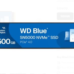 Western Digital WD Blue SN5000 NVMe™ 500GB SSD M.2 2280, 5,000MB/s R 4,000MB/s W, 460K IOPS R / 770K IOPS W, PCIe Gen4 x4, 5-Y Warranty