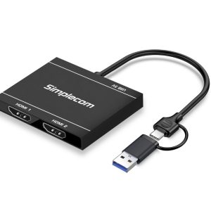 Simplecom DA327 USB 3.0 or USB-C to Dual HDMI Display Adapter for 2x 1080p Extended Screens