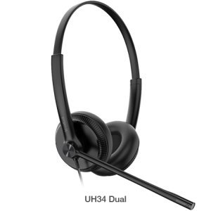 Yealink UH34 Dual Teams USB Headset, Lightweight, All Day Wearing Comfort, Ear Wideband Noise Cancelling Microphone, Leather Ear Cushions, USB-A