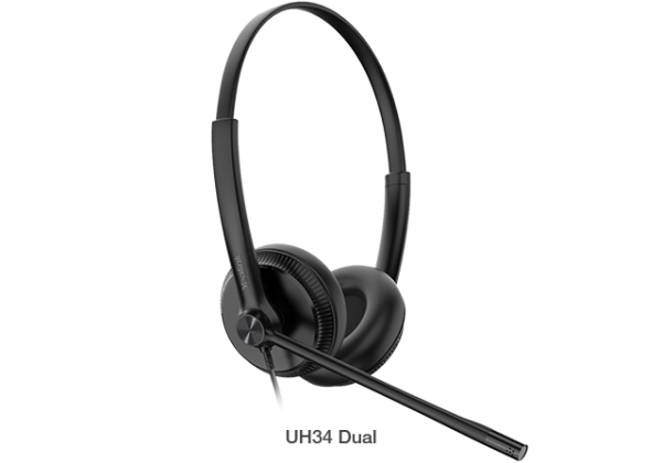 Yealink UH34 Dual Teams USB Headset, Lightweight, All Day Wearing Comfort, Ear Wideband Noise Cancelling Microphone, Leather Ear Cushions, USB-A