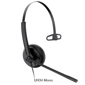 Yealink UH34 Mono Teams USB Headset, Lightweight, All Day Wearing Comfort, Ear Wideband Noise Cancelling Microphone, Leather Ear Cushions, USB-A