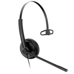 Yealink UH34 Mono UC USB Headset, Lightweight, All Day Wearing Comfort, Ear Wideband Noise Cancelling Microphone, Leather Ear Cushions, USB-A