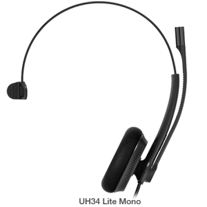 Yealink UH34 Lite Mono Teams USB Headset, Lightweight, All Day Wearing Comfort, Ear Wideband Noise Cancelling Microphone, Foamy Ear Cushions, USB-A