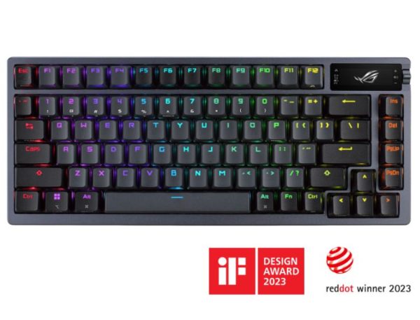 ASUS ROG AZOTH/NXSW/PBT (Snow Switch) Gaming Keyboard, OLED Display, NX Snow Switch, 75 Keys, Tri-mode Connection, Quiet