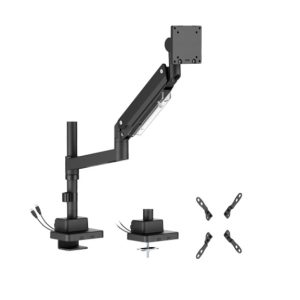 Brateck LDT80-C012UCP Super Heavy-Duty Pole-Mounted Gas Spring Monitor Arm with USB-A and USB-C Ports, Matte Black(new)