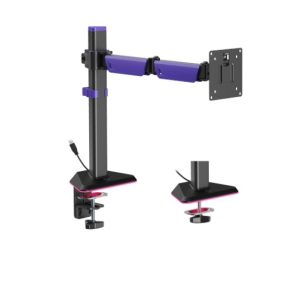 Brateck LDT89-C012L Articulating RGB Lighting Gaming Monitor Arm Matte Black, Fit Screen Size: 17'-40' Up to 12 KG