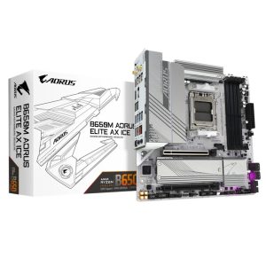Gigabyte B650M AORUS ELITE AX ICE AMD B650 AM5 ATX Motherboard 4x DDR5~192GB,3x PCIe x16, 3x M.2, 4x SATA 6, 2x USB 3.2, 1x USB-C, 2x USB 2.0