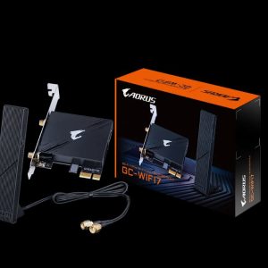 Gigabyte GC-WIFI7 Motherboard, Wi-Fi 7, up to 5800Mbps, up to 320MHz bandwidth support across the 2.4GHz, 5GHz, and 6GHz bands, 2Tx2R antenna, PCIe x1