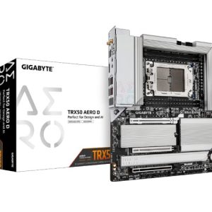 Gigabyte TRX50 AERO D AMD Ryzen Motherboard 4x DDR5~256GB,2x PCIe x16 slots, 4x M.2, 8x SATA 6Gb/s connectors, 11x USB 3.2, 4x USB2.0, 2x