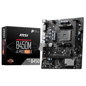 MSI B450M-A PRO MAX AMD M-ATX Motherboard - AM4 Ryzen, 2xDDR4, 4xSATAIII, M.2, 4xUSB3.2, 2xUSB2.0, 1xPCIE x16, DVI-D 1xHDMI