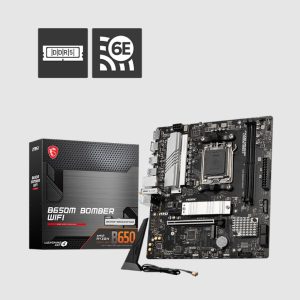 MSI B650M BOMBER WIFI AMD AM5 MATX Motherboard, 2x DDR5 ~128GB, 1x PCI-E x16, 2x M.2, 4x SATA,  6x USB 2.0