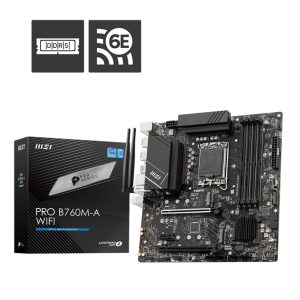 MSI PRO B760M-A WIFI  mATX Motherboard, 4x DDR5~128GB, 2x PCI-E x 16, 1x PCI-E x 1, 2x M.2, 4x SATA, 4x USB 3.2 , 2x USB 2.0