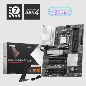 MSI PRO B840-P WIFI, AMD B840, 4x DDR5 256GB, 1x HDMI, 5x PCI-E x16 slot, 2x M.2, Wi-Fi 7