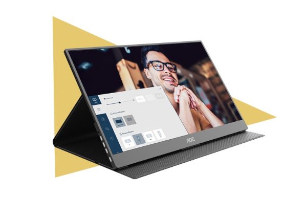 AOC 15.6' IPS 5ms Full HD 1920 x 1080 USB-C Powered Business Mobile Portable Monitor - Tilt, Speaker, Earphone, 1.1kg VESA 75 back of Panel (LS)