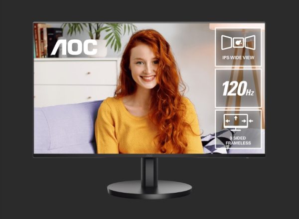AOC 23.8' 1920 × 1080 FHD. 120Hz. 1ms. 4ms. Anti-Blue Light, USB-C (DP Alt, 65W) × 1, HDMI 1.4 ×1.2Wx2 Speakers. IPS Monitor