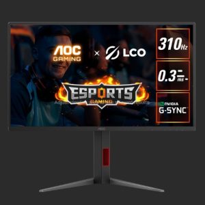 AOC 24.5' Fast IPS,1920 × 1080 FHD, 310Hz, 0.3ms, HDR400, HAS Stand, G-sync Compatible Gaming Monitor