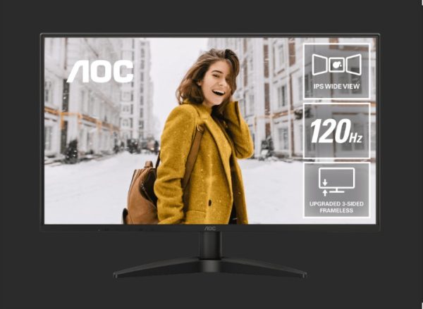 AOC 27' 120Hz IPS 1920 × 1080 (FHD), 300 cd/m2,  VGA × 1, HDMI 1.4 × 1 1ms Adaptive Sync, Office and Home monitor. 2025