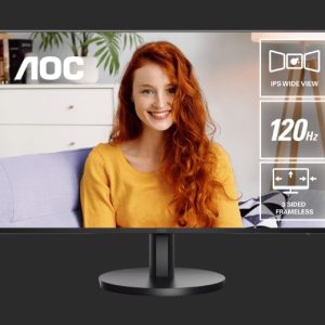 AOC 27' IPS, 1920 × 1080FHD, 120HZ, 1ms, HDMI x1 1.4, USB-C (DP Alt Mode/65W) x1, USB-A 3.2 Gen 1 x2, Speakers x2, Anti-Blue Light Monitor