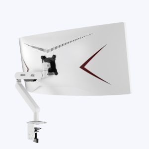 (LS)AOC AM406W White Desk-mount monitor arm with Alloy Structure. Mechanical Spring. Full Range Motion 17-40' up to 12KG VESA 100 and 75mm
