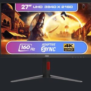 AOC 27' 4K IPS HDR400, 160hz 0.5ms, 16:9, 3840 x 2160 UHD Speakers HDMI 2.1 x 2 DisplayPort 1.4 x 1 Gaming and Multimedia Monitor