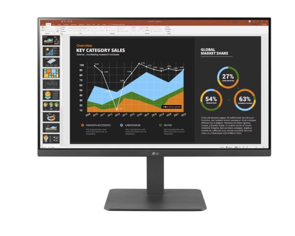 LG 27'' IPS Color Calibrated 5ms FHD 1920 x 1080 Height Adjust with 2x Speakers, DVI-D, HDMI, DP, USB Port, Office Monitor New 2025